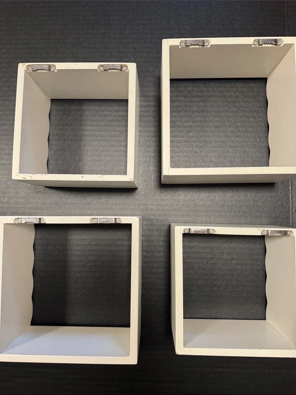 White Decorative Square Wall Shelves - Set of 4